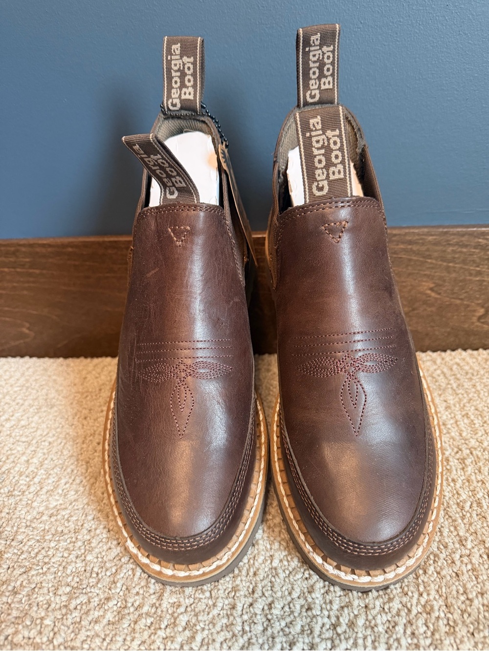 Georgia Boot Brown Slip-On Leather Work Boots